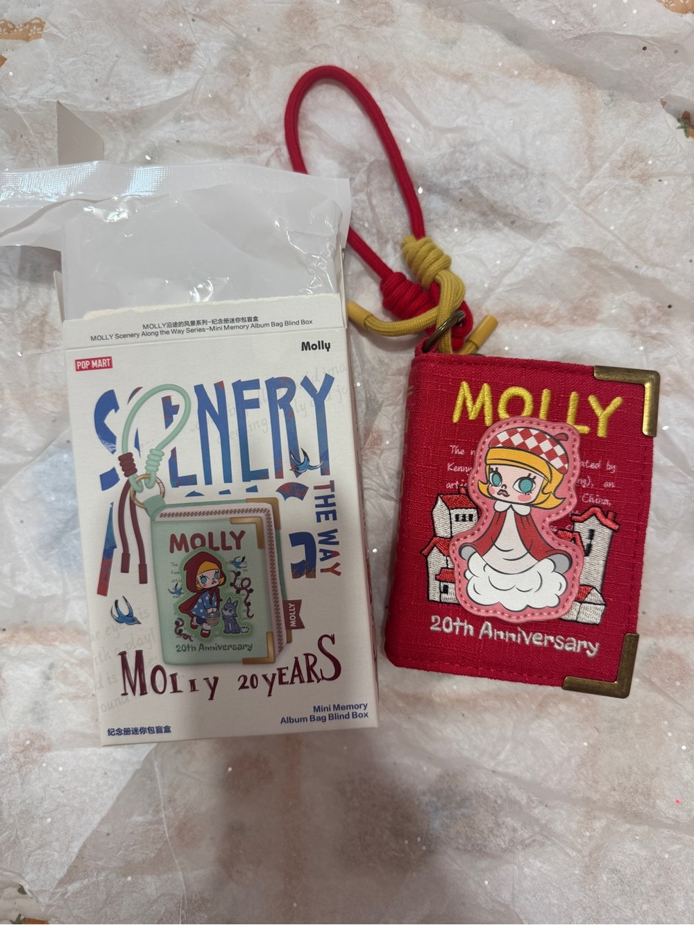 Pop Mart Molly Scenery Along the Way Mini Memory Album Bag Red Roofed Cottage